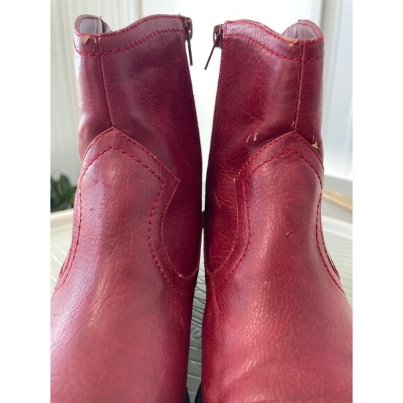 Chicos Giselle Ankle Boots Size 8 Red Faux Leather Plaid Lining Western Rodeo - Picture 8 of 9